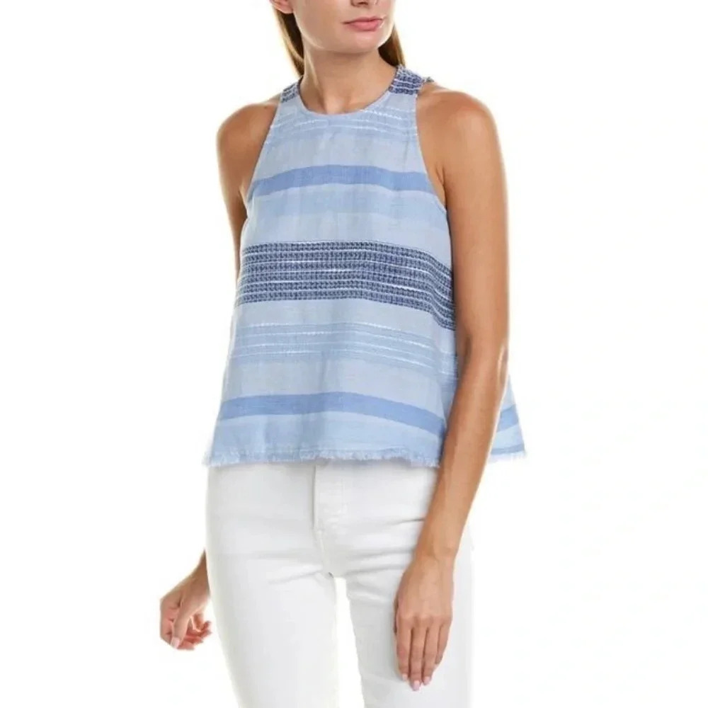 NWT Bella Dahl Frayed Hem Swing Linen Blend Top